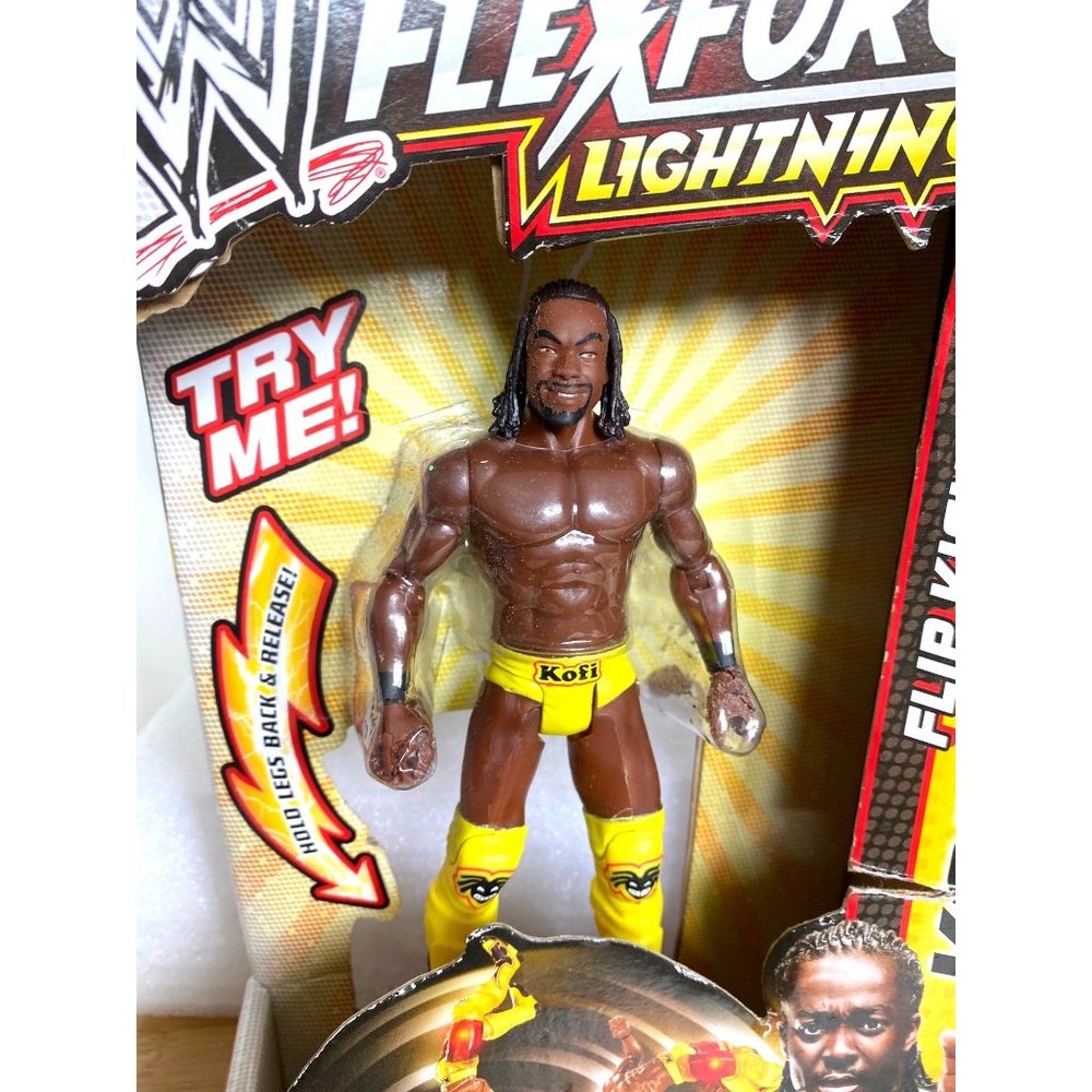 WWE Flexforce Lightning Kofi Kingston Action Figure Flip Kinckin'  Lights Sounds